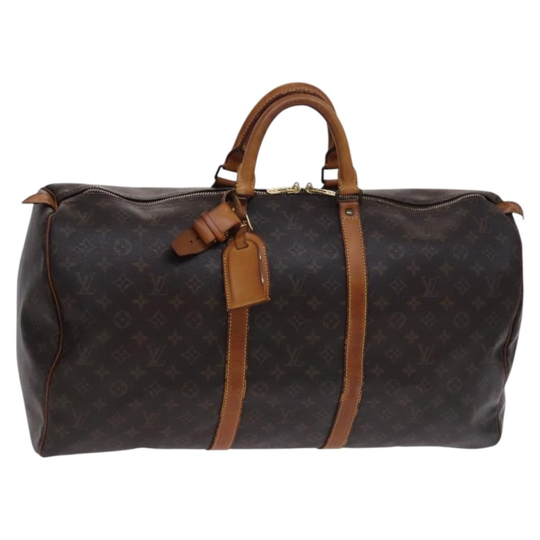 Louis Vuitton M41424 Keepall 55 Monogram Canvas Boston Bag: Louis Vuitton M41424 Keepall 55 Monogram Canvas Boston Bag Louis Vuitton Keepall 55 Boston bag in Monogram canvas. This women's bag is made in France and includes a name tag and Powanie. Condition is 