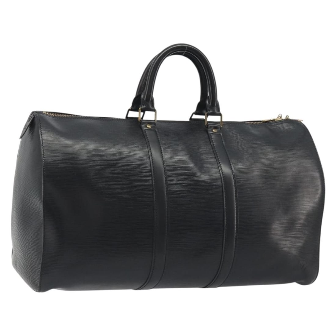 Louis Vuitton M42972 Epi Leather Boston Bag Black with Dust Bag: Louis Vuitton M42972 Epi Leather Boston Bag Black with Dust Bag A Louis Vuitton Epi Keepall 45 Boston Bag in black Epi leather. This item comes with a dust bag and was made in France. The bag shows he
