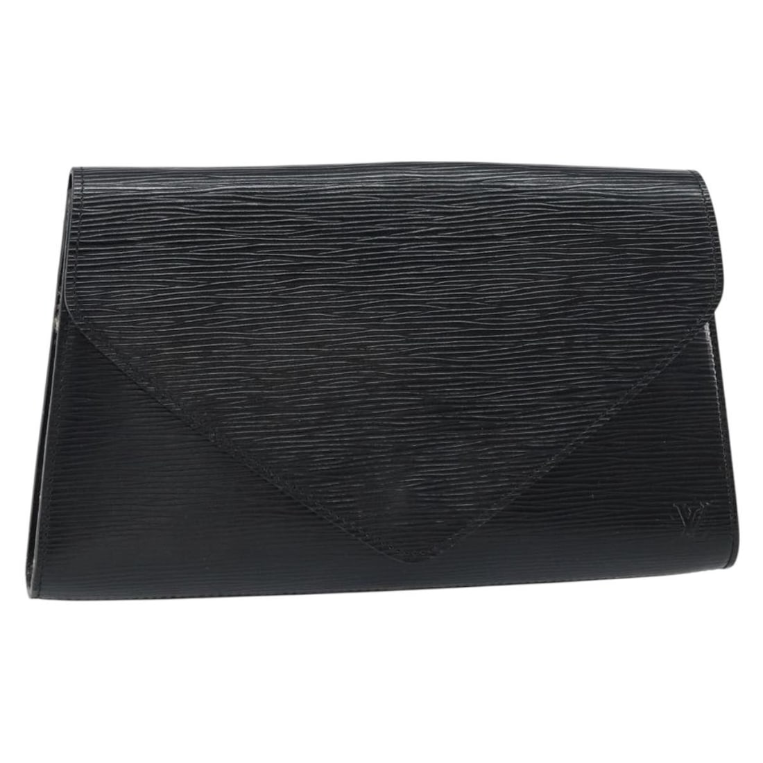 Black Epi Leather Art Deco Clutch by Louis Vuitton M52632: Black Epi Leather Art Deco Clutch by Louis Vuitton M52632 This Louis Vuitton Epi Art Deco clutch bag features a sleek black Epi leather exterior with a structured silhouette. The clutch is made in Fra