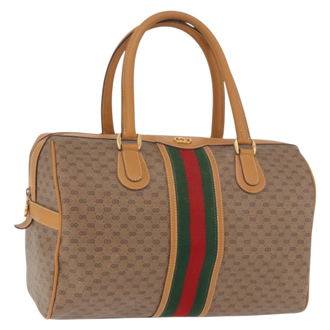 GUCCI 002 39 0168 Micro GG Supreme Sherry Web Beige PVC Handbag: GUCCI 002 39 0168 Micro GG Supreme Sherry Web Beige PVC Handbag This Gucci hand bag is made of PVC leather with Micro Small GG canvas and comes in a beige and gold colorway. It was made in Italy and i