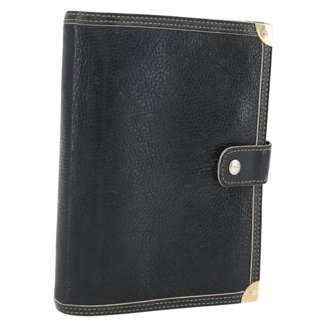 Black Suhali Leather Agenda MM Day Planner Cover by Louis Vuitton R20885: Black Suhali Leather Agenda MM Day Planner Cover by Louis Vuitton R20885 This is a Louis Vuitton Agenda MM Day Planner Cover in black leather from the Suhali collection. Made in France, this day plann