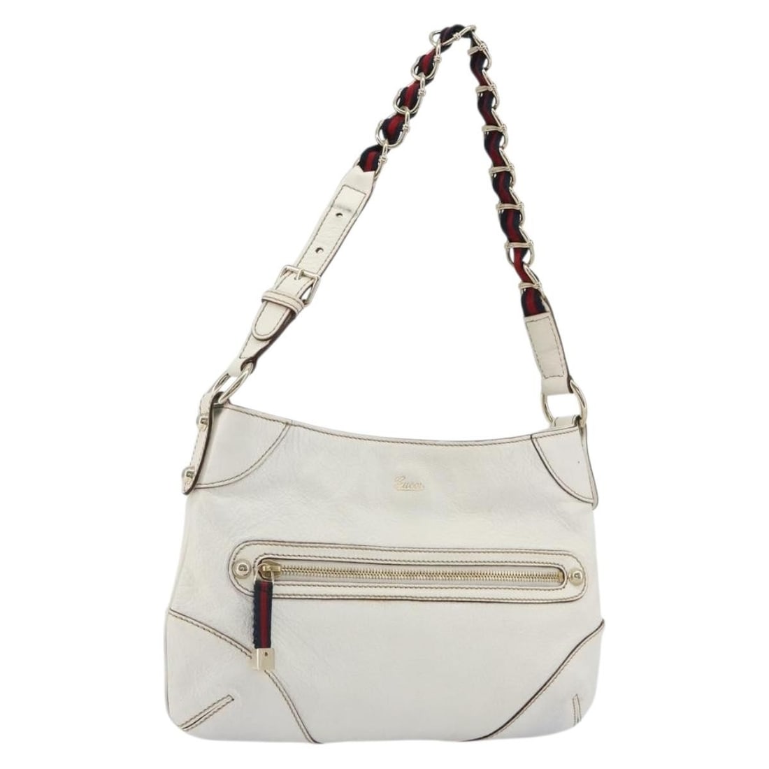 Gucci 153011 491404 White Leather Shoulder Bag with Dust Bag: Gucci 153011 491404 White Leather Shoulder Bag with Dust Bag Gucci Sherry Line chain shoulder bag in white leather with gold-tone hardware. Made in Italy, it comes with a dust bag and is identified by