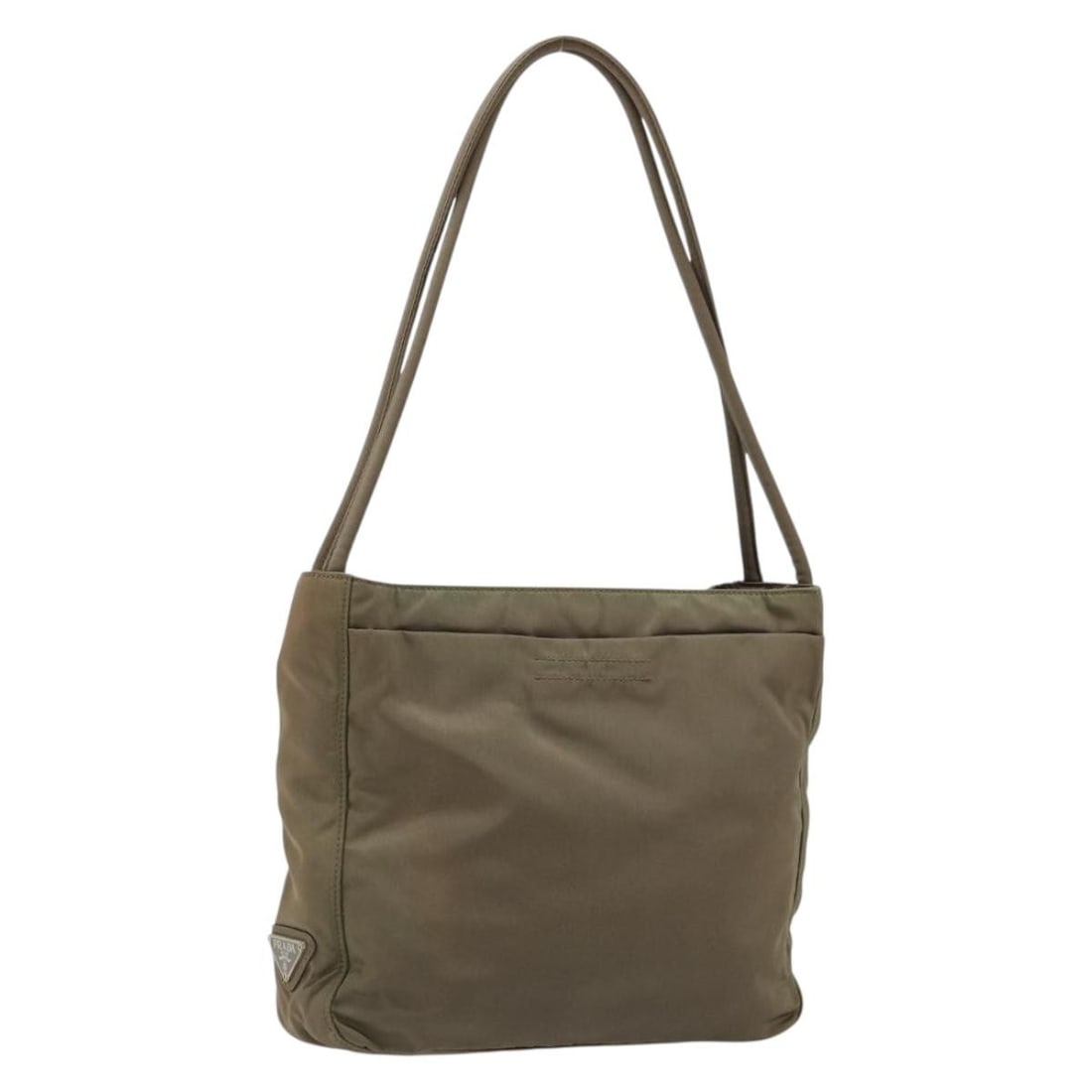 Prada Nylon Khaki Silver Tote Bag Italy BA12923: Prada Nylon Khaki Silver Tote Bag Italy BA12923 This PRADA tote bag is crafted from durable nylon in a khaki and silver color combination. Designed for women, it features a compact silhouette with a s