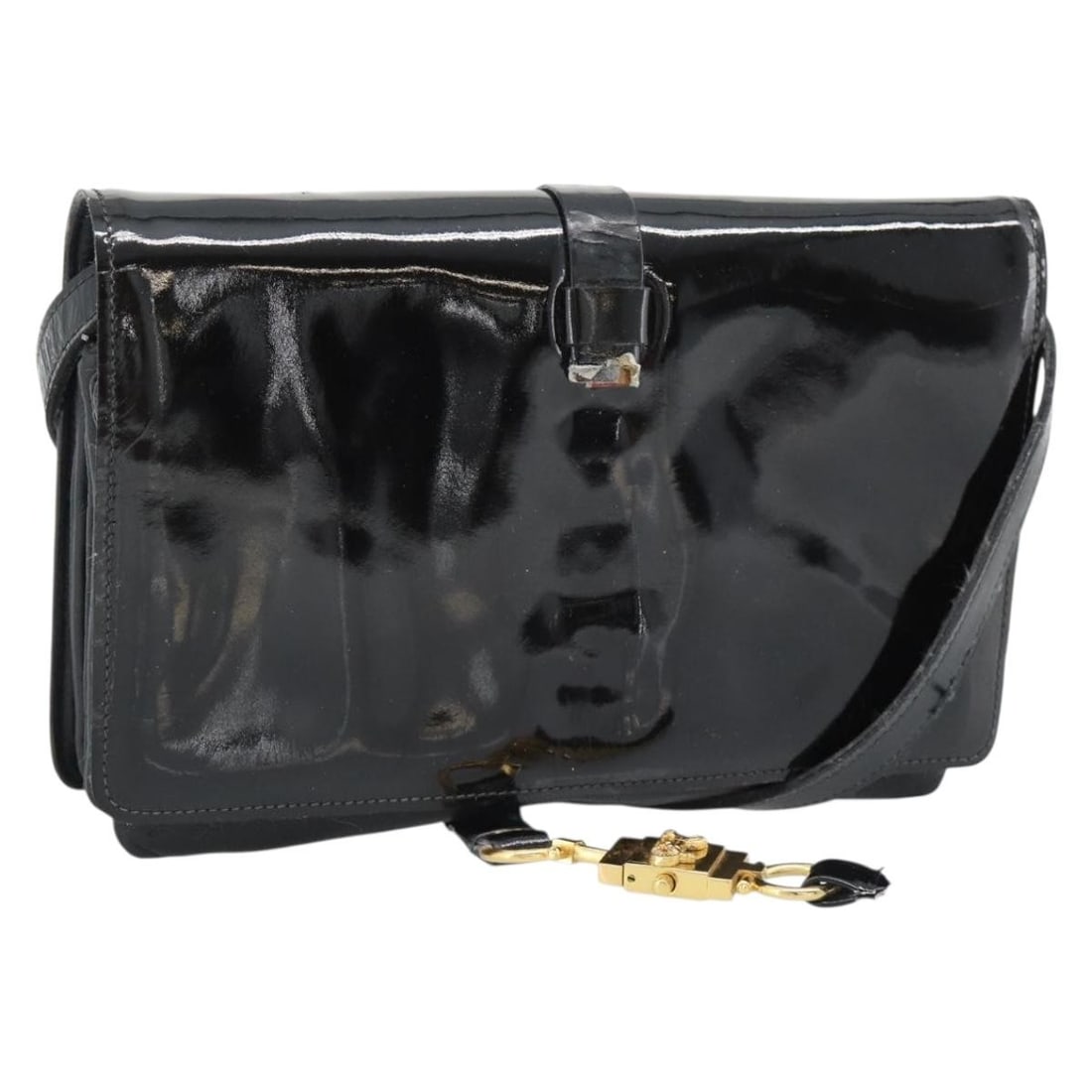 CELINE black patent leather shoulder bag made in Italy: CELINE black patent leather shoulder bag made in Italy Authentic CELINE shoulder bag in black patent leather. This women's bag has a slim profile and includes only the item shown, with no box or dust 