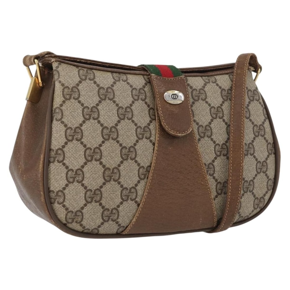 Gucci 66 02 024 GG Canvas Shoulder Bag Beige Gold Italy (1 of 18)