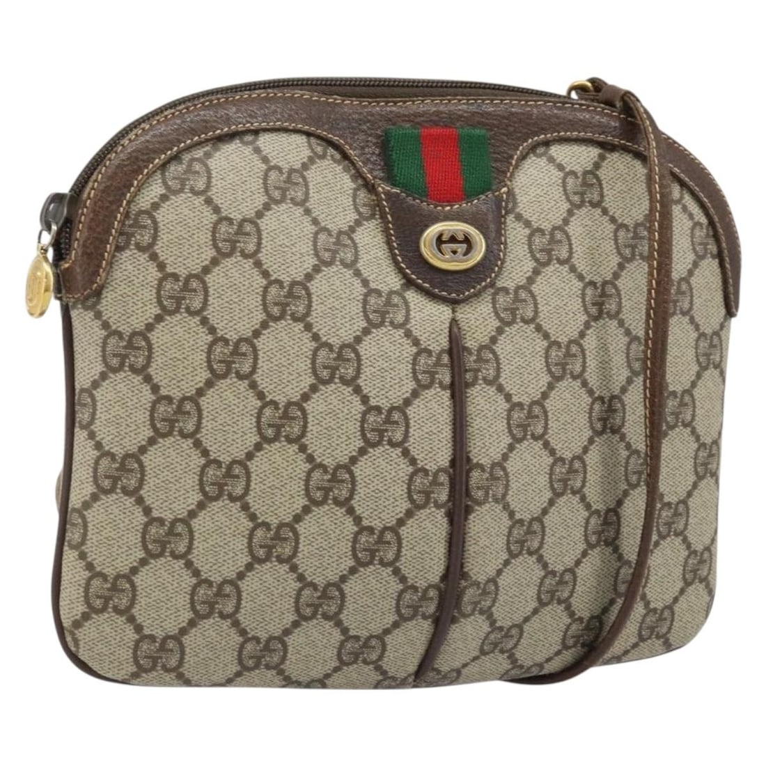 Gucci GG Supreme Beige Gold PVC Shoulder Bag Sherry Line 904 02 047: Gucci GG Supreme Beige Gold PVC Shoulder Bag Sherry Line 904 02 047 This Gucci GG Supreme Web Sherry Line shoulder bag features beige and gold PVC leather with GG canvas accents. Designed for women, i