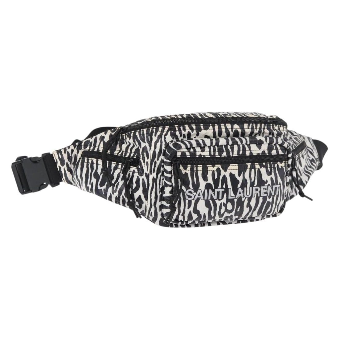 Saint Laurent nylon body bag zebra print black white Italy (1 of 18)