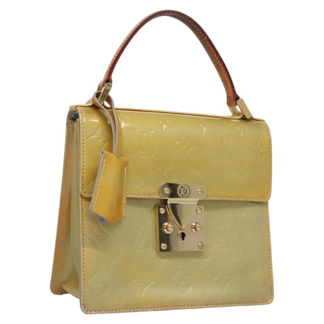 Louis Vuitton Spring Street Gris Patent Leather Handbag M91029 France: Louis Vuitton Spring Street Gris Patent Leather Handbag M91029 France This Louis Vuitton Monogram Vernis Spring Street handbag in Gris is crafted from patent leather and features a compact, structured