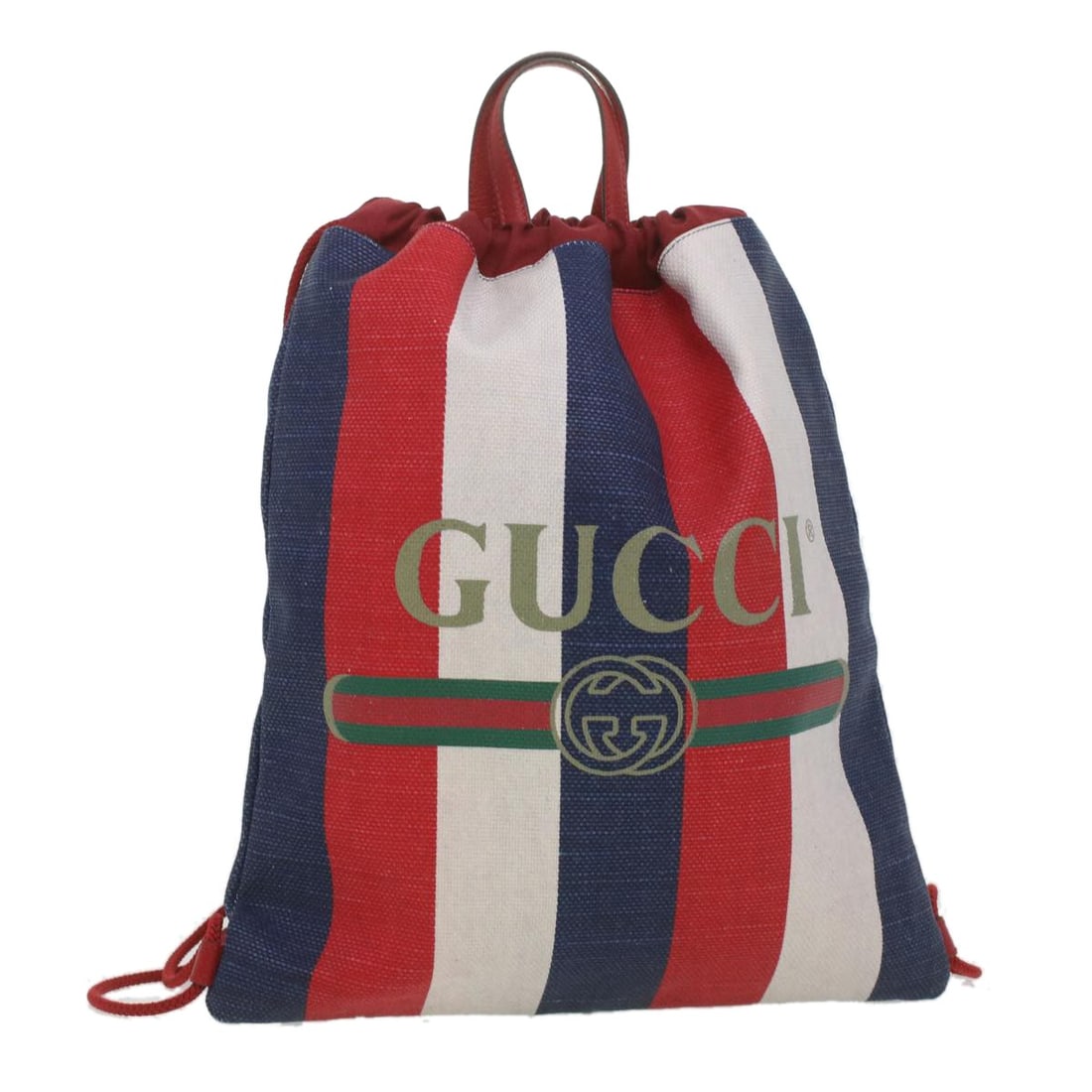 Gucci 473872 Web Sherry Line Canvas Backpack Red Blue Green: Gucci 473872 Web Sherry Line Canvas Backpack Red Blue Green Gucci Web Sherry Line backpack in canvas with a tricolor red, blue, and green design. Made in Italy, this backpack measures approximately 37