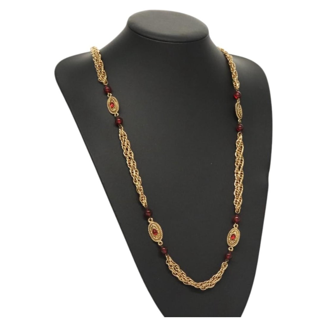 CHANEL Coco Mark Gold Tone Metal Chain Necklace (1 of 17)
