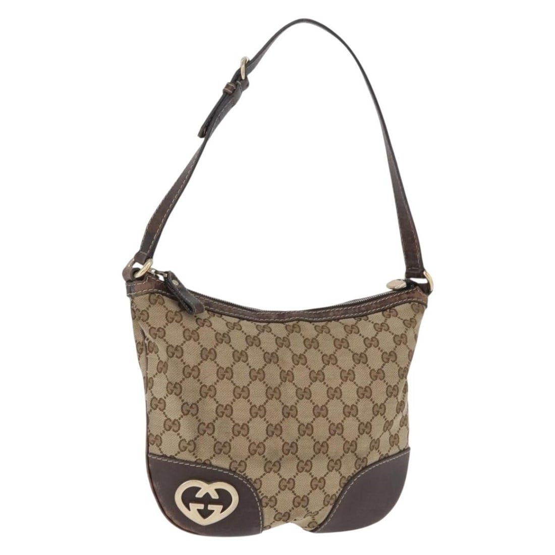 Gucci 257072 GG Canvas Shoulder Bag Beige Gold Tone: Gucci 257072 GG Canvas Shoulder Bag Beige Gold Tone Gucci shoulder bag in beige and gold GG Canvas, made in Italy. This women's bag measures approximately 10.6 x 8.7 inches with a shoulder drop of abo