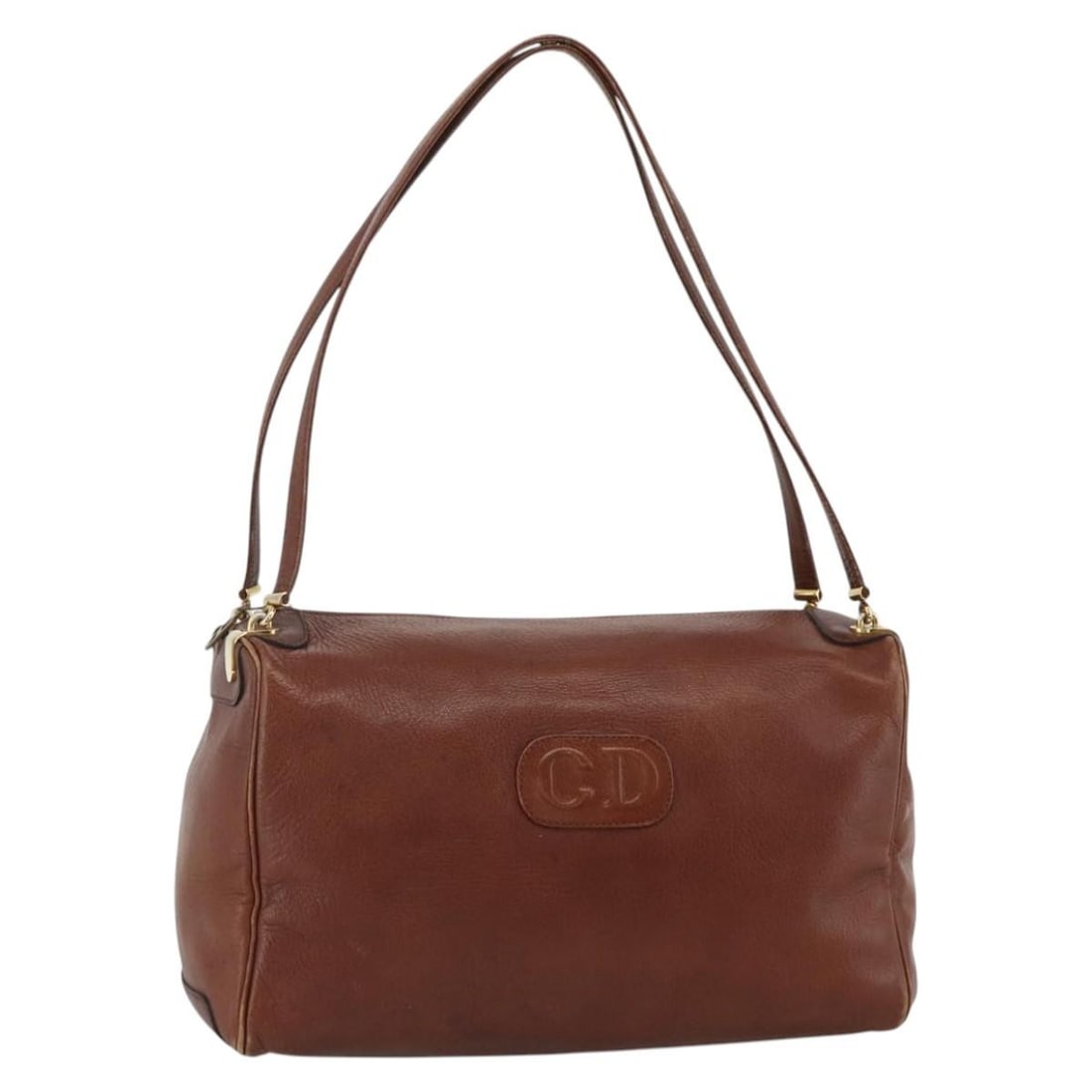 Christian Dior Brown Leather Shoulder Purse with Gold Accents France: Christian Dior Brown Leather Shoulder Purse with Gold Accents France This Christian Dior shoulder bag features brown and gold leather with a classic design. Made in France, it is designed for women an