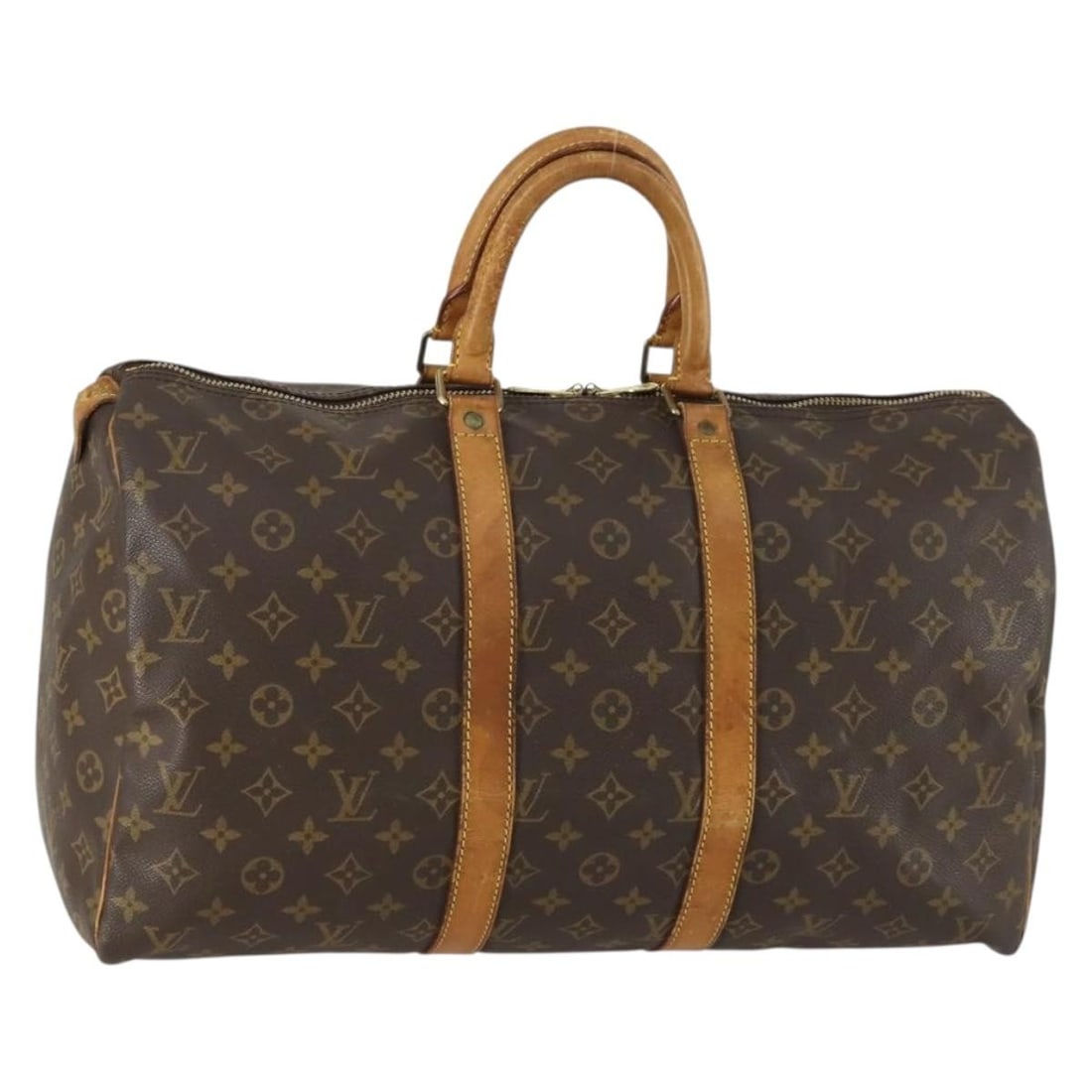 Louis Vuitton M41428 Keepall 45 Monogram Canvas Boston Bag: Louis Vuitton M41428 Keepall 45 Monogram Canvas Boston Bag Louis Vuitton Monogram Keepall 45 Boston Bag in Monogram Canvas, made in France. This women's Boston bag measures approximately 45 cm wide, 2