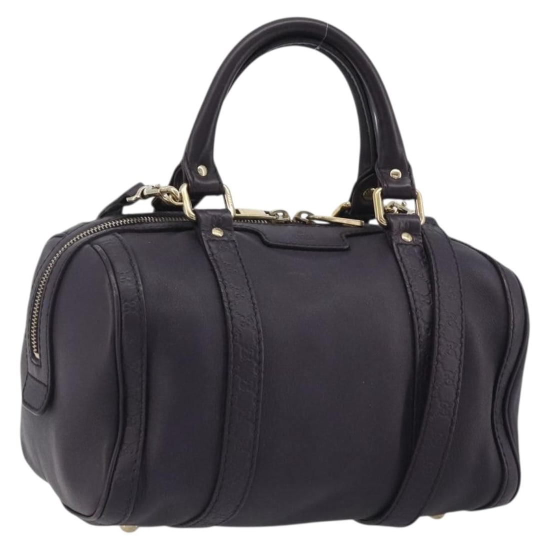 GUCCI 269876 Guccissima Boston Bag Purple GG Canvas Leather Strap: GUCCI 269876 Guccissima Boston Bag Purple GG Canvas Leather Strap Gucci Boston bag in leather and GG canvas, presented in purple and gold. Made in Italy, this women's bag measures approximately 10.2 x