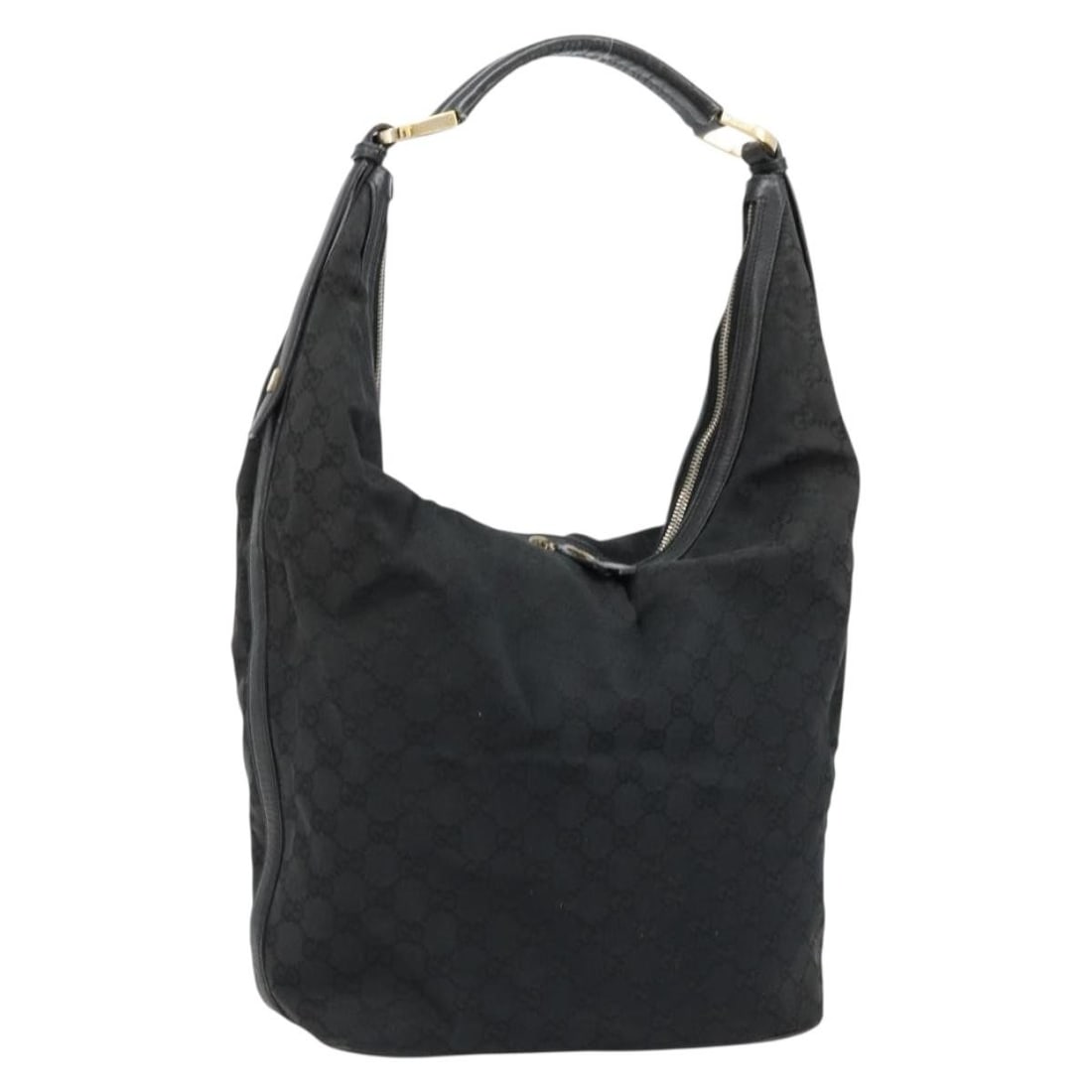 Gucci 001 4287 GG Canvas Shoulder Bag in Black Silver: Gucci 001 4287 GG Canvas Shoulder Bag in Black Silver Authentic Gucci shoulder bag in black GG canvas with silver-tone accents. This women's bag features a classic shoulder bag silhouette and is made 