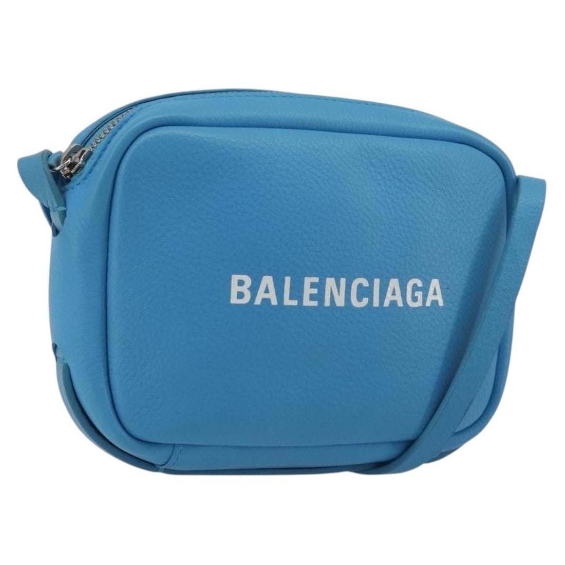 Balenciaga 489809 Every Day Leather Shoulder Bag Light Blue Silver: Balenciaga 489809 Every Day Leather Shoulder Bag Light Blue Silver A Balenciaga Every Day shoulder bag in light blue leather with silver-tone details. Made in Italy, this bag measures approximately 18