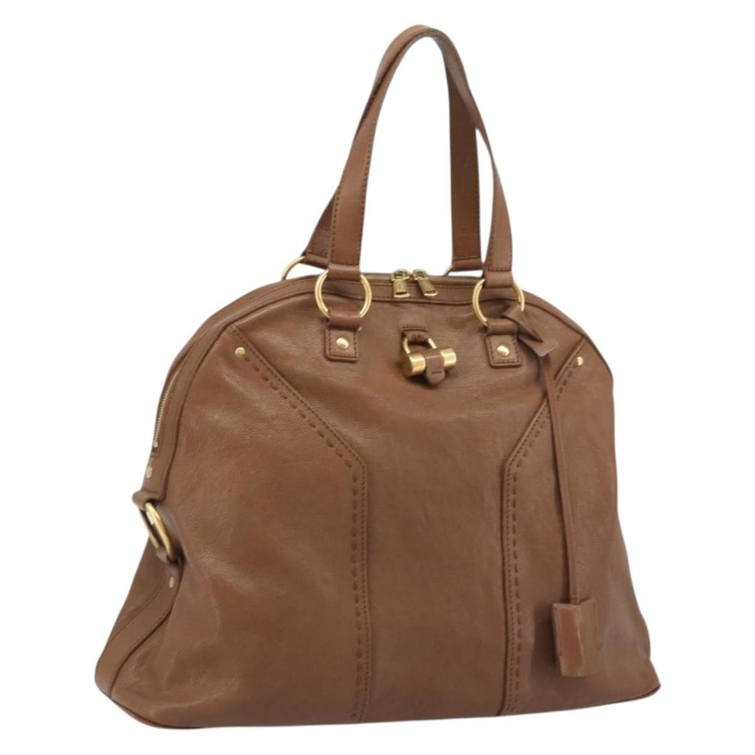 SAINT LAURENT 153959 Brown Leather Shoulder Bag with Key Clochette: SAINT LAURENT 153959 Brown Leather Shoulder Bag with Key Clochette Saint Laurent Muse shoulder bag in brown leather with gold-tone accents. Made in Italy, this women's shoulder bag includes one key an