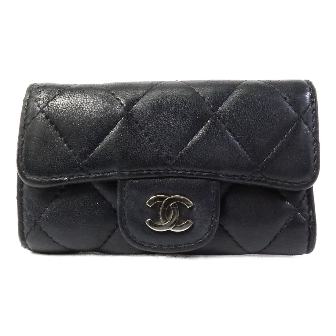 CHANEL CC Lambskin Key Holder Black Silver Tone Hardware (1 of 15)