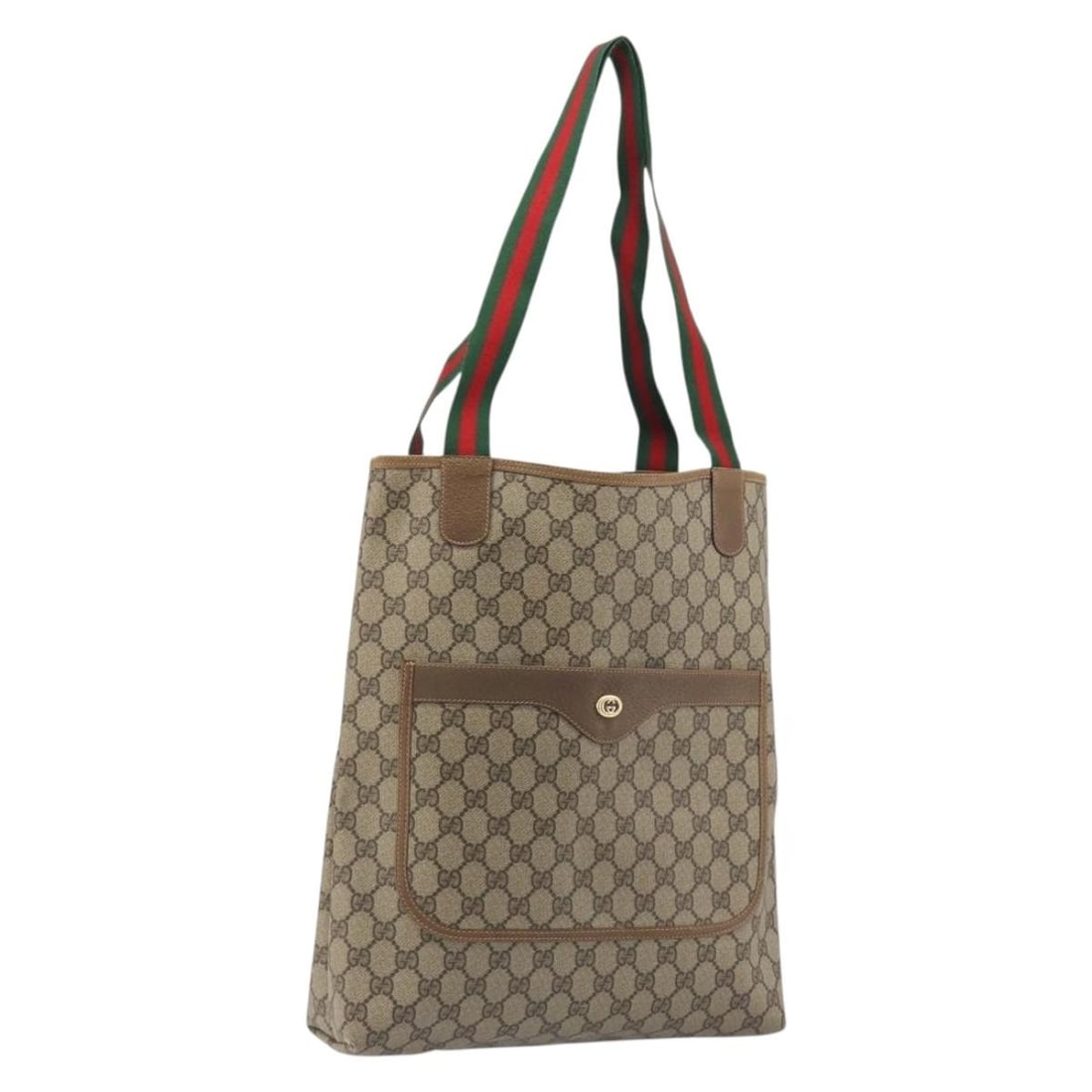 Gucci Sherry Line GG Supreme PVC Tote Bag Beige 89 02 003: Gucci Sherry Line GG Supreme PVC Tote Bag Beige 89 02 003 Gucci GG Supreme Web Sherry Line tote bag in beige, made from PVC leather/GG canvas. This pre-owned bag is made in Italy and comes with the it