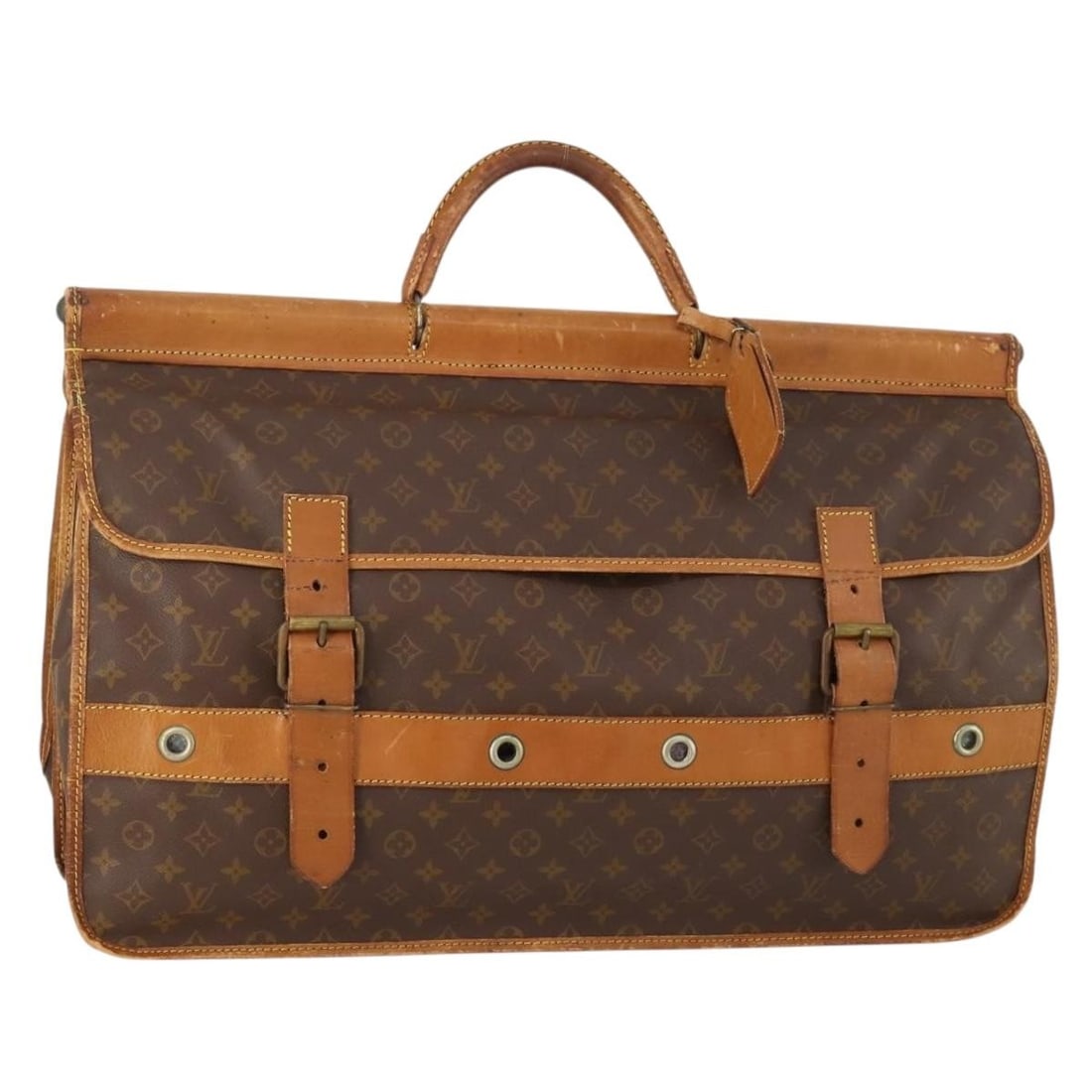 Louis Vuitton M41140 Monogram Canvas Boston Bag with Name Tag: Louis Vuitton M41140 Monogram Canvas Boston Bag with Name Tag Louis Vuitton Monogram Shaqsus Boston Bag in Monogram Canvas, made in France. It comes with a name tag and features the Boston bag style. 