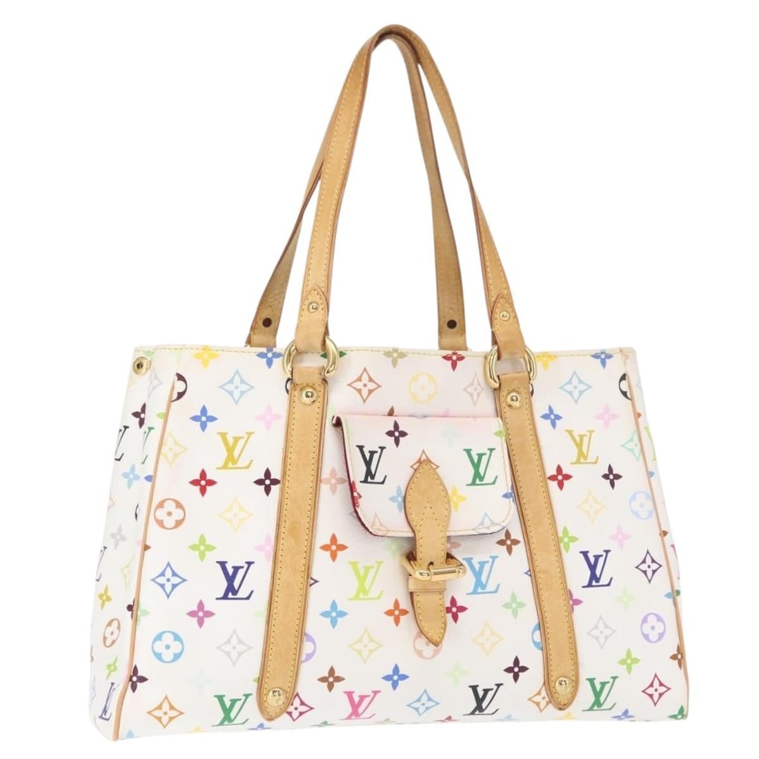 Louis Vuitton Aurelia MM White Monogram Multicolor Canvas Tote M40094: Louis Vuitton Aurelia MM White Monogram Multicolor Canvas Tote M40094 Louis Vuitton Aurelia MM tote bag in White Monogram Multicolor Canvas. Made in France, this bag features a tote silhouette with a 