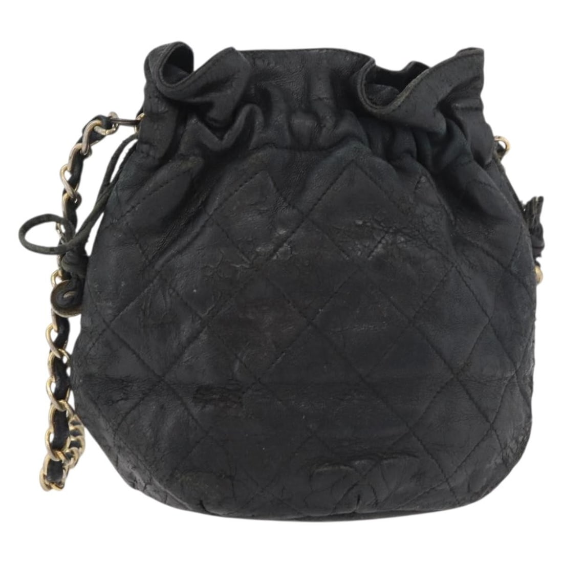 CHANEL CC Black Lamb Skin Chain Shoulder Bag: CHANEL CC Black Lamb Skin Chain Shoulder Bag CHANEL Matelasse chain shoulder bag in black lamb skin with gold-tone details, made in Italy. This women's shoulder bag measures approximately 12 cm W x 17