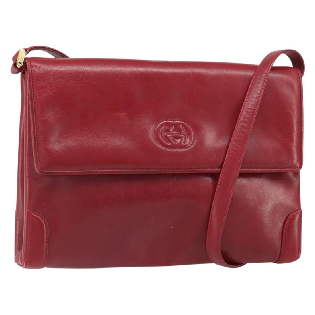 Gucci Red Leather Shoulder Bag Italy Gold Trim: Gucci Red Leather Shoulder Bag Italy Gold Trim This GUCCI shoulder bag is crafted from red leather with gold-tone accents. Designed for women, it features a structured silhouette with a single shoulde