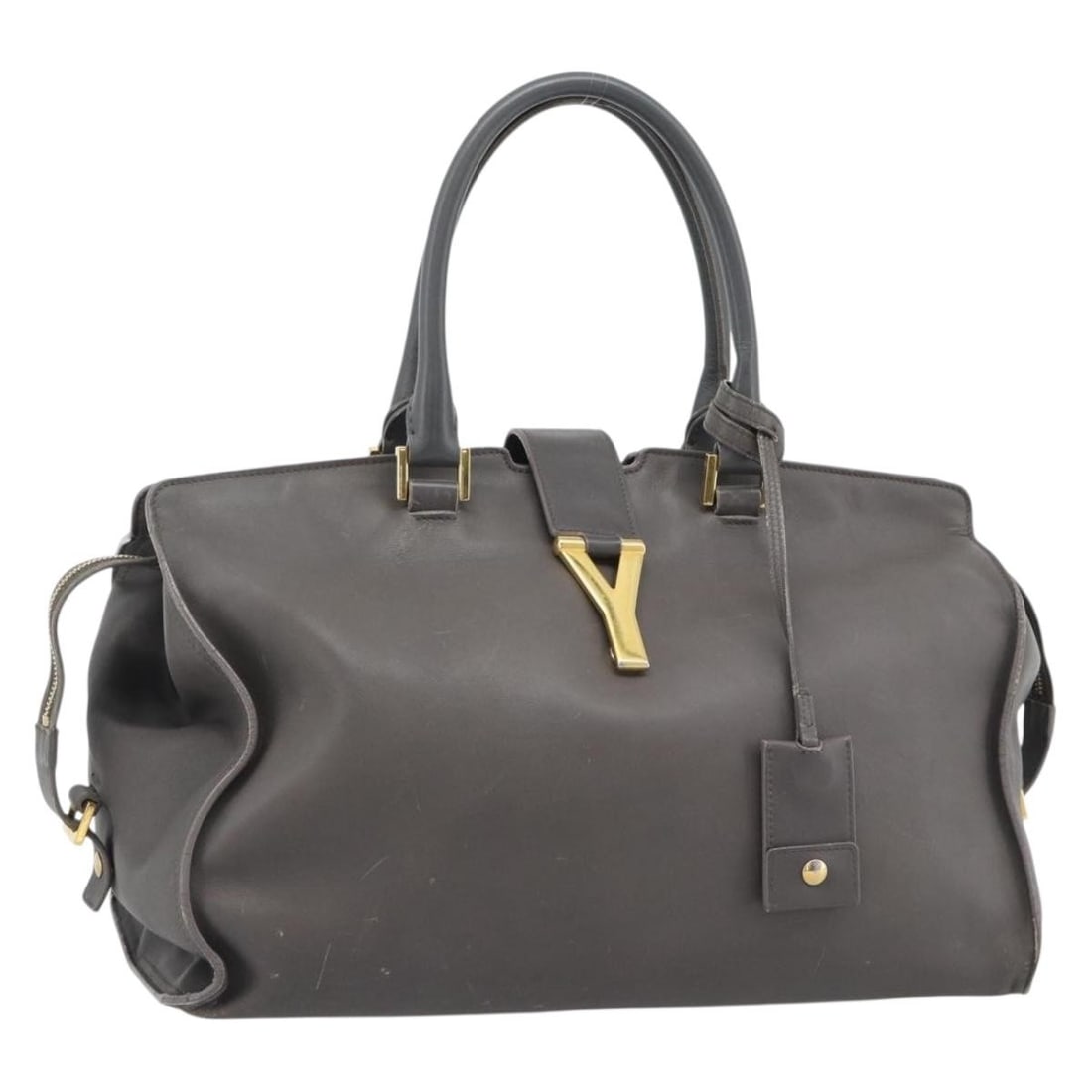Gray Leather Hand Bag SAINT LAURENT with Clochette: Gray Leather Hand Bag SAINT LAURENT with Clochette Saint Laurent women's hand bag in gray and gold leather, made in Italy. It comes with a clochette and has an approximate handle drop of 5.9 inches (1
