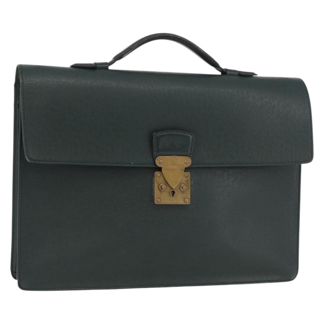 Taiga Leather Serviette Kourad Business Bag in Epicea by Louis Vuitton: Taiga Leather Serviette Kourad Business Bag in Epicea by Louis Vuitton This Louis Vuitton Taiga Serviette Kourad business bag in Epicea features a structured silhouette crafted from Taiga leather. Des