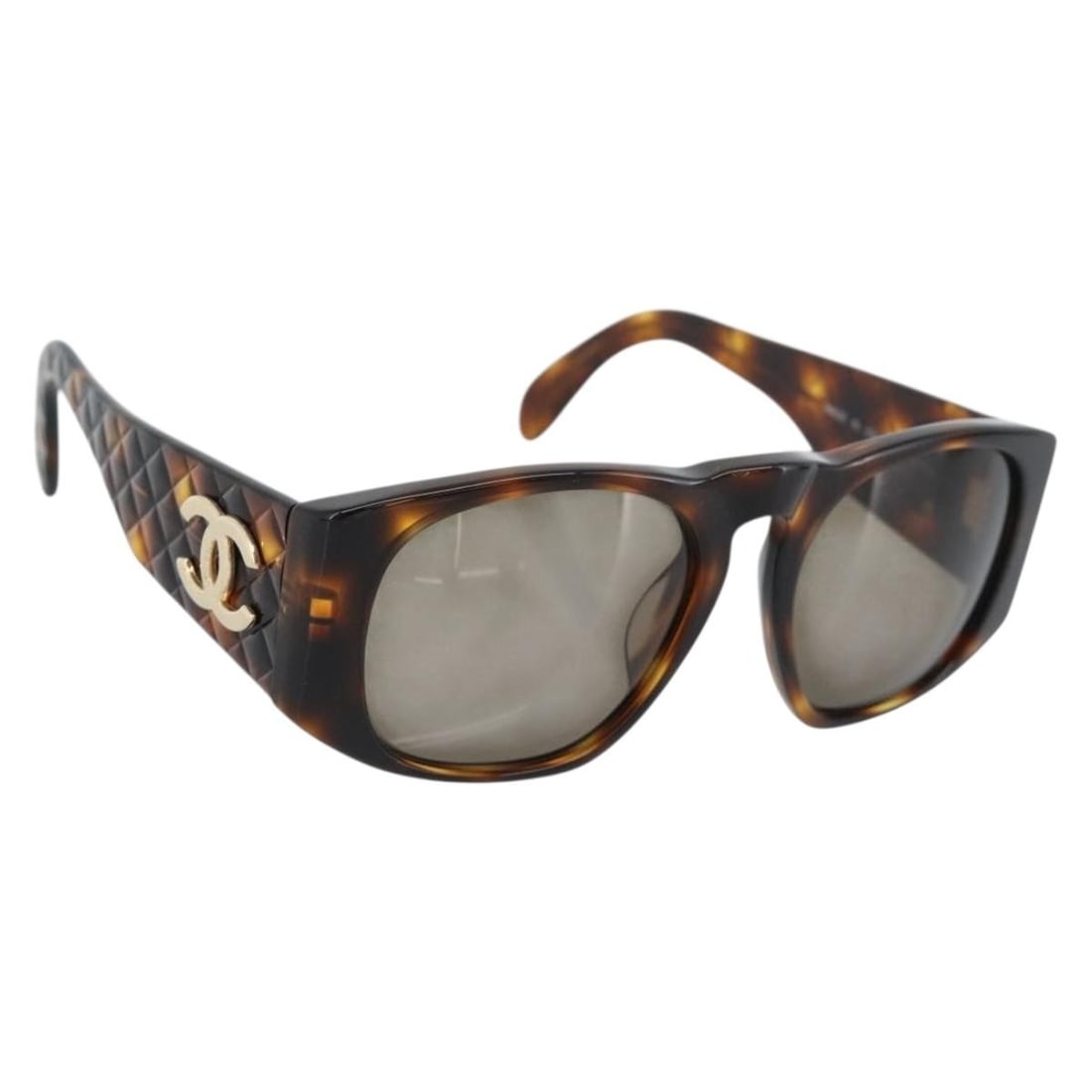 Chanel CC Brown Plastic Tortoise Pattern Sunglasses with Case (1 of 13)