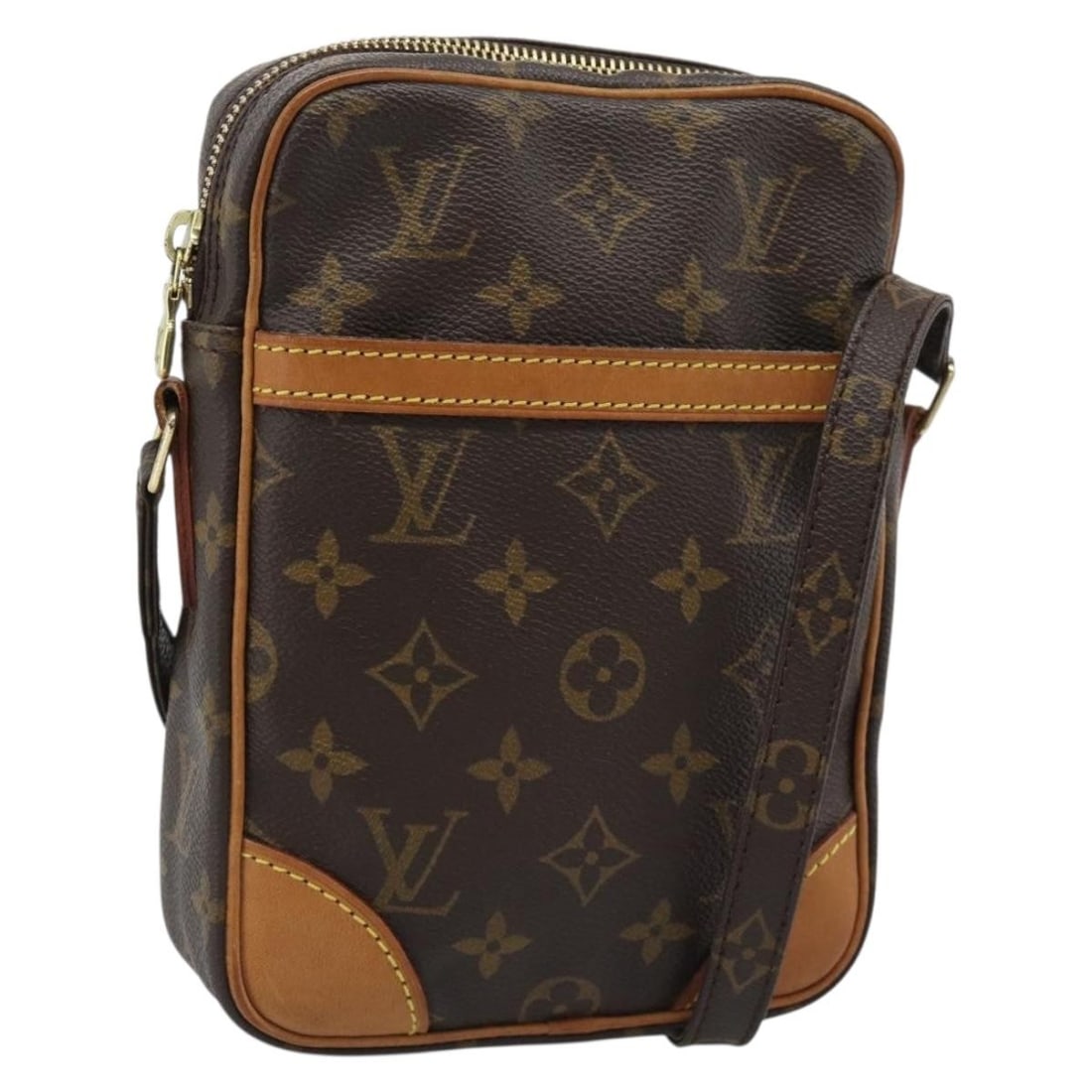Louis Vuitton M45266 Danube Monogram Canvas Shoulder Bag: Louis Vuitton M45266 Danube Monogram Canvas Shoulder Bag Louis Vuitton Monogram Danube Shoulder Bag in Monogram Canvas, made in France. This women's shoulder bag measures approximately 6.1 x 8.3 x 1.8