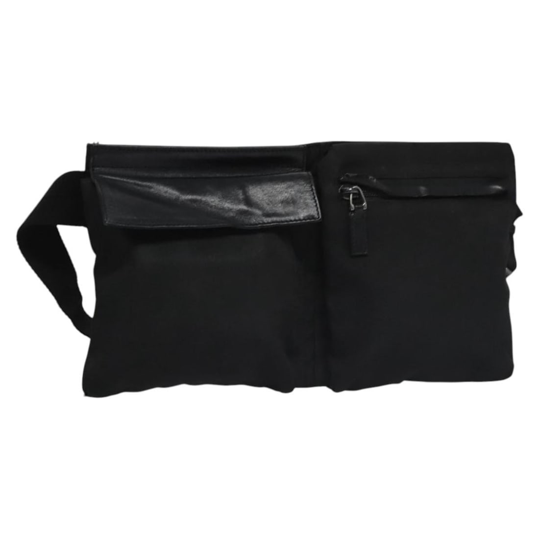 Gucci Black Nylon Waist Bag with Silver Accents Model 28566: Gucci Black Nylon Waist Bag with Silver Accents Model 28566 This GUCCI waist bag features a sleek black and silver color combination and is crafted from durable nylon. Designed for women, the bag offe