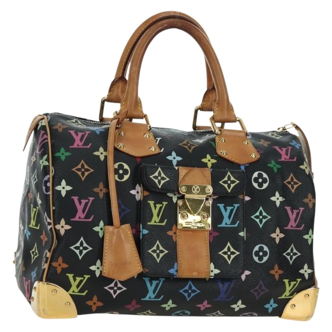 Louis Vuitton M92642 Speedy 30 Monogram Multicolor Black Handbag: Louis Vuitton M92642 Speedy 30 Monogram Multicolor Black Handbag Louis Vuitton Speedy 30 handbag in black Monogram Multicolor canvas. This women's handbag is made in France and includes the dust bag, 