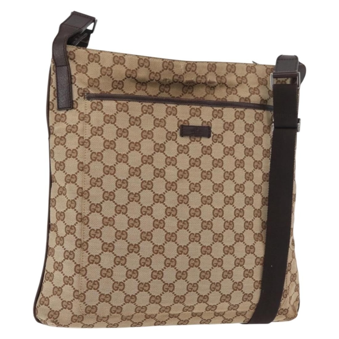 Gucci 122791 GG Canvas Shoulder Bag Beige Silver Tone: Gucci 122791 GG Canvas Shoulder Bag Beige Silver Tone A Gucci shoulder bag in beige and silver GG canvas, made in Italy. It features a shoulder strap with an approximate drop of 40 to 55 cm and measur