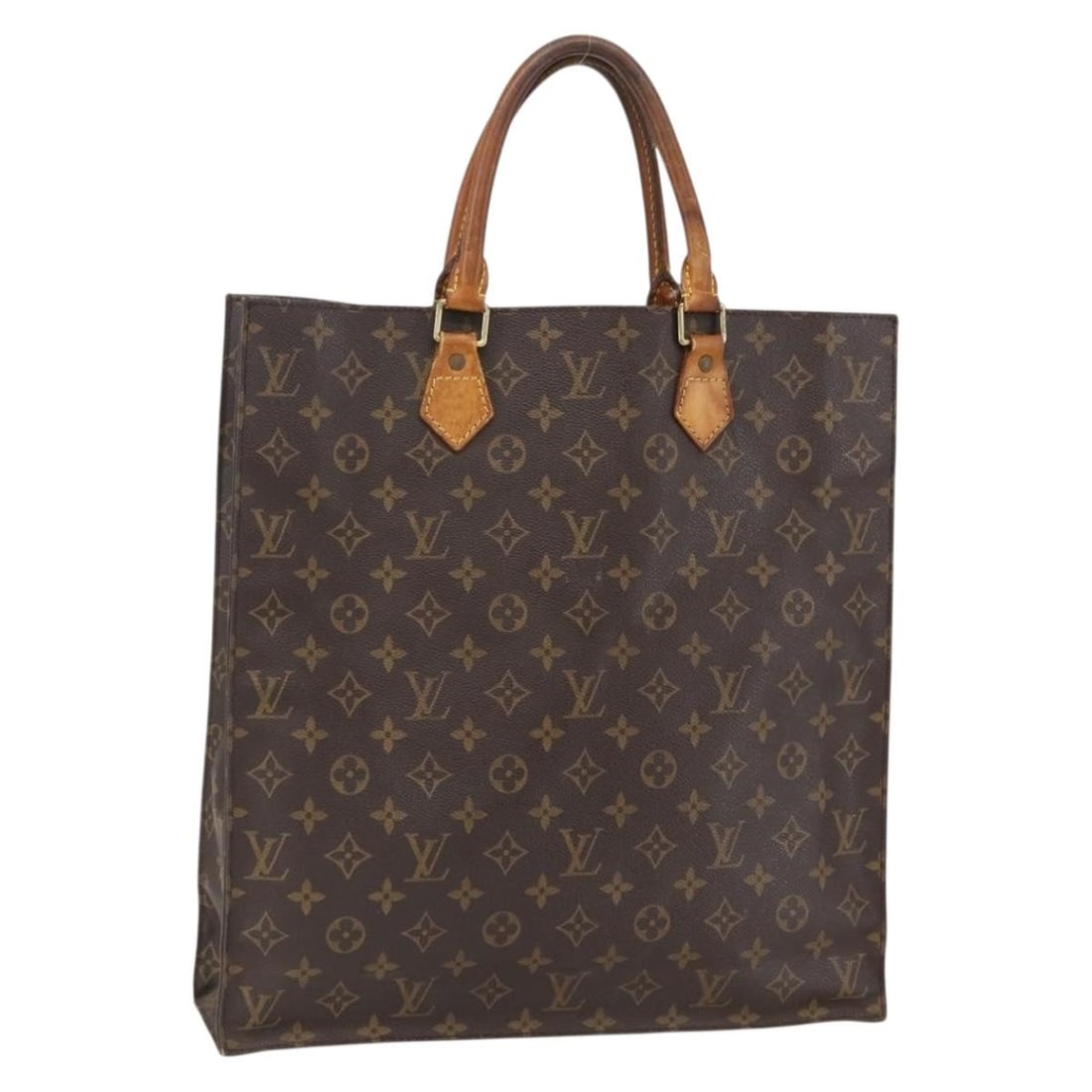 Monogram Canvas Sac Plat Handbag by Louis Vuitton M51140 France: Monogram Canvas Sac Plat Handbag by Louis Vuitton M51140 France This Louis Vuitton Monogram Sac Plat handbag features the iconic monogram canvas exterior with leather trim. The bag offers a spacious i