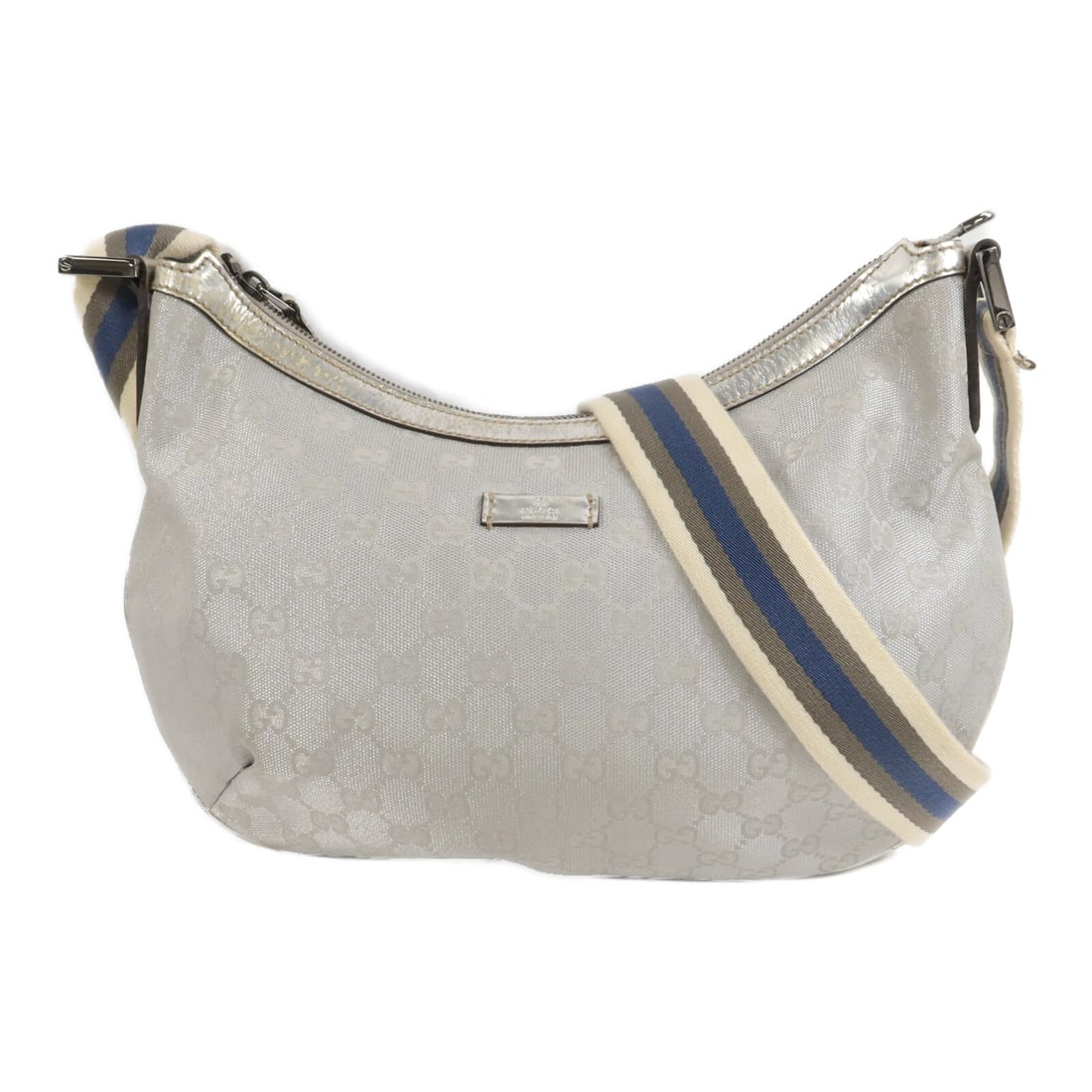 GUCCI 181092 GG Canvas Shoulder Bag Silver SHW: GUCCI 181092 GG Canvas Shoulder Bag Silver SHW Gucci GG SHW shoulder bag, model 181092, made in GG canvas with a silver color finish. It features a shoulder strap with an adjustable length and an inte