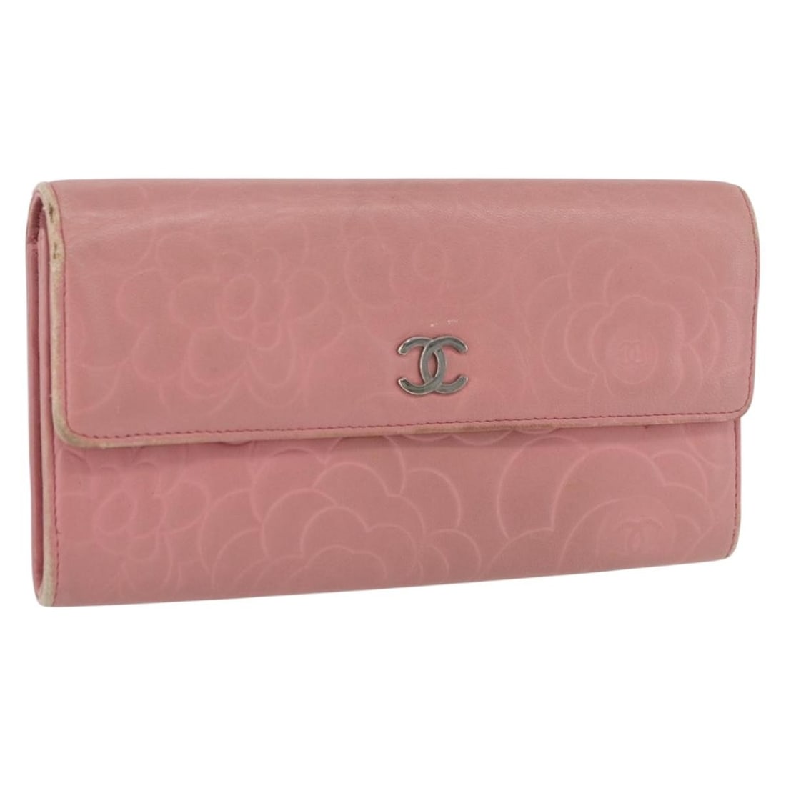Pink Lambskin Camelia Long Wallet by CHANEL with CC Logo (1 of 18)