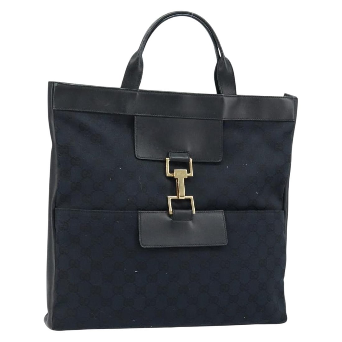 Gucci 001 4033 GG Canvas Womens Handbag Black Gold: Gucci 001 4033 GG Canvas Womens Handbag Black Gold Authentic Gucci GG Canvas handbag in black and gold. Made in Italy, this women's handbag is offered without the original box or dust bag and includes