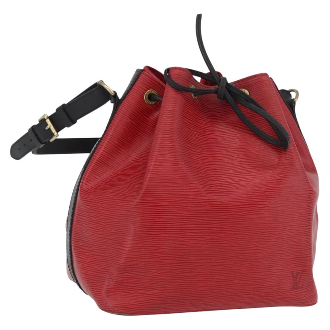 Louis Vuitton M44172 Petit Noe Epi Leather Shoulder Bag Black Red: Louis Vuitton M44172 Petit Noe Epi Leather Shoulder Bag Black Red Louis Vuitton Petit Noe shoulder bag in black and red Epi leather. This women's bag is made in France and includes the bag only; the i