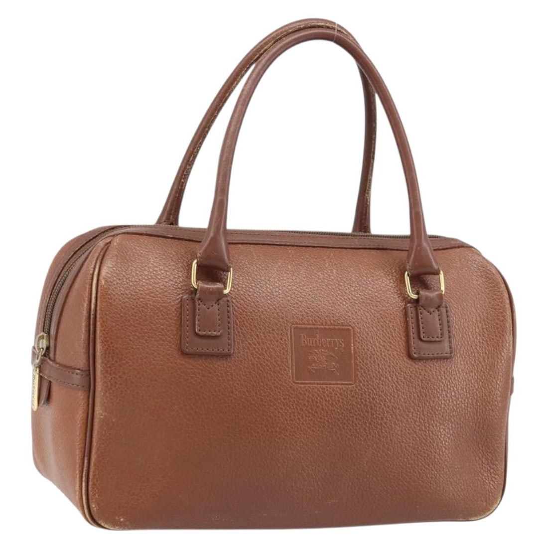 Burberrys Brown Leather Women's Handbag with Gold Tone Accents: Burberrys Brown Leather Women's Handbag with Gold Tone Accents This Burberrys handbag is crafted from brown leather with gold-tone accents. Designed for women, it features a structured silhouette with