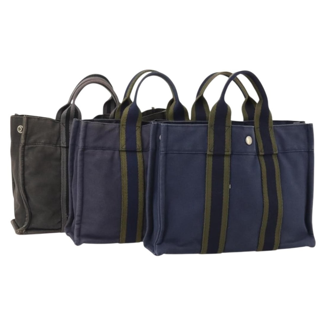 Hermes Fourre Tout PM canvas handbag navy black 3-piece set (1 of 18)