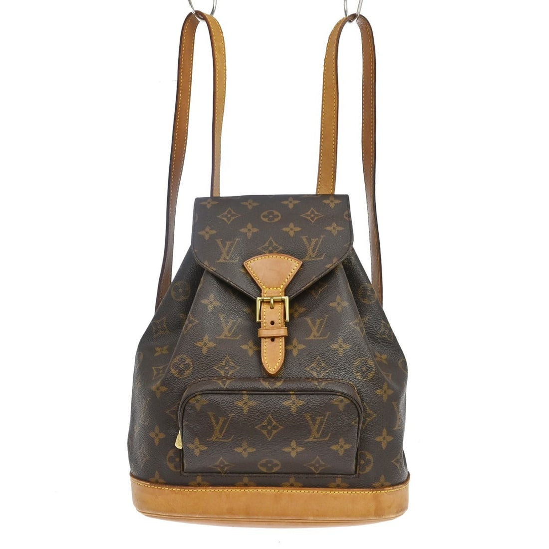 Louis Vuitton Montsouris MM Monogram Canvas Backpack M51136: Louis Vuitton Montsouris MM Monogram Canvas Backpack M51136 Vintage Louis Vuitton Montsouris MM backpack bag in brown monogram canvas with leather trim and gold-color hardware. This women's medium bac