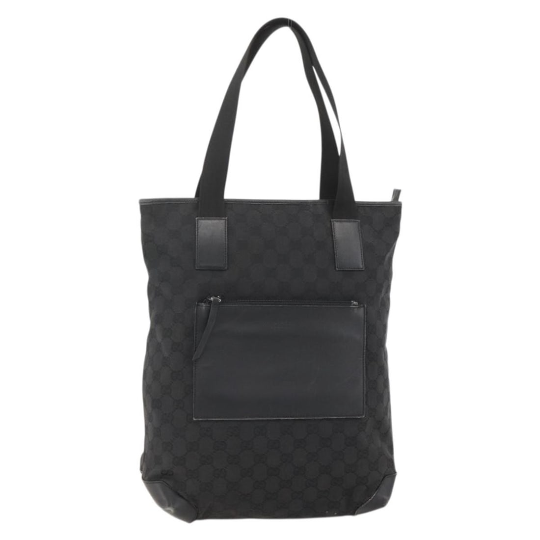 Gucci 28892 Women's GG Canvas Tote in Black Silver: Gucci 28892 Women's GG Canvas Tote in Black Silver This Gucci tote bag is crafted in GG Canvas with a black and silver exterior. Made in Italy, it features a structured tote style with a handle drop o