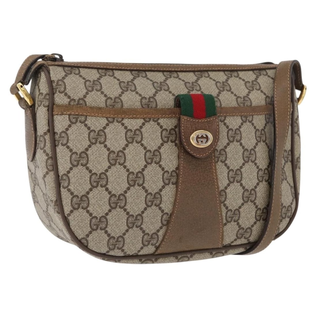 Gucci Sherry Line GG Supreme PVC Shoulder Bag Beige Gold 89 02 032: Gucci Sherry Line GG Supreme PVC Shoulder Bag Beige Gold 89 02 032 This Gucci Sherry Line shoulder bag is crafted in beige GG Supreme PVC leather/canvas with gold-tone accents. It features a shoulder 