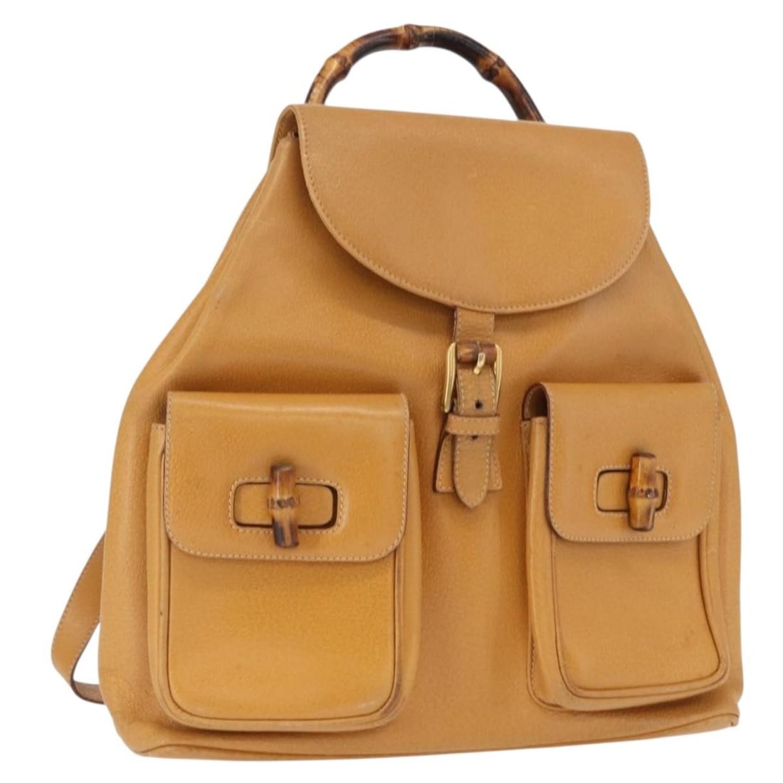 Gucci Bamboo Leather Backpack Brown Gold Tone Italy 003 2058 0016: Gucci Bamboo Leather Backpack Brown Gold Tone Italy 003 2058 0016 This GUCCI Bamboo Backpack features brown and gold leather with gold-tone hardware. The bag is designed for women and was made in Ital