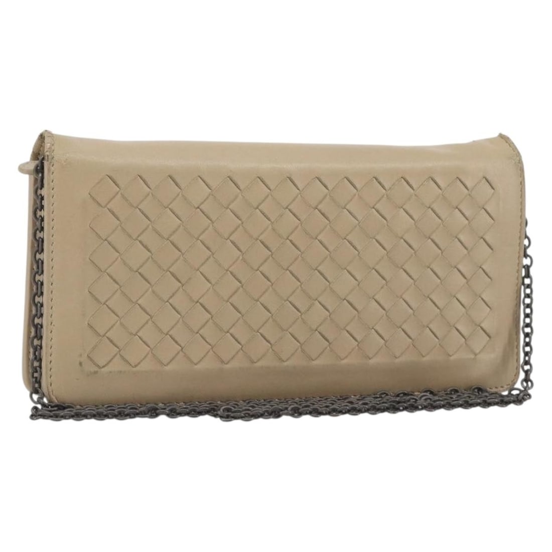 Beige Leather Chain Shoulder Bag Bottega Veneta Intrecciato: Beige Leather Chain Shoulder Bag Bottega Veneta Intrecciato Bottega Veneta Intrecciato chain shoulder bag in beige leather, made in Italy. This women's shoulder bag features a shoulder strap drop of a