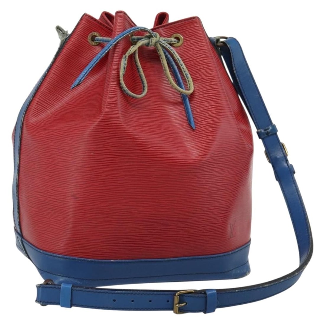 Louis Vuitton M44084 Noe Shoulder Bag in Red Blue Epi Leather: Louis Vuitton M44084 Noe Shoulder Bag in Red Blue Epi Leather Louis Vuitton Noe shoulder bag in red and blue Epi leather. This women's bag is made in France and includes only the bag shown; the origin
