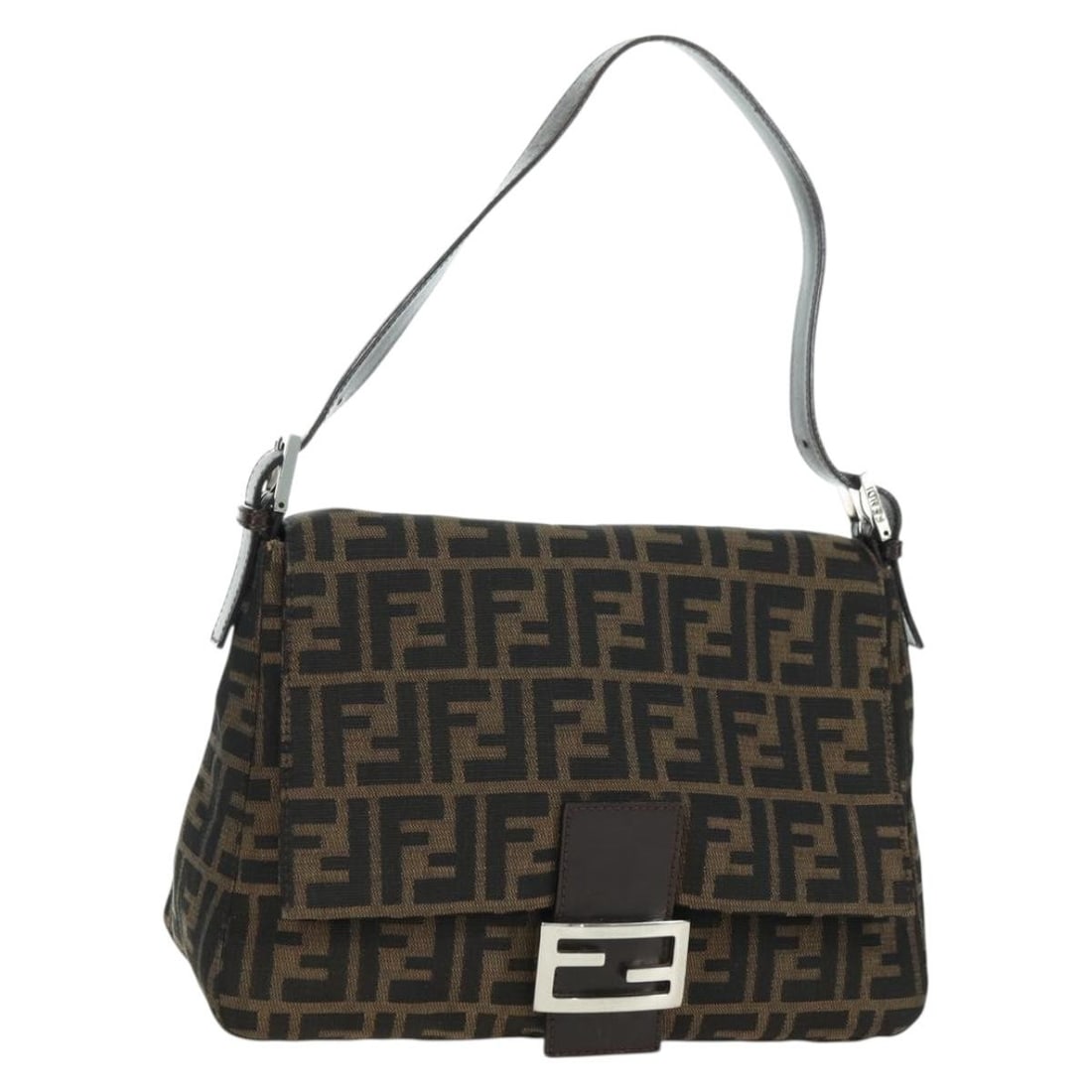 Fendi Mamma Baguette Zucca Canvas Shoulder Bag Black Brown: Fendi Mamma Baguette Zucca Canvas Shoulder Bag Black Brown Fendi Mamma Baguette shoulder bag in Zucca canvas with a black and brown colorway. Made in Italy, this women's bag measures approximately 11.