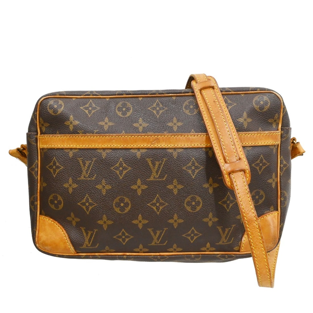 Louis Vuitton Trocadero 30 Monogram Crossbody Bag M51272: Louis Vuitton Trocadero 30 Monogram Crossbody Bag M51272 Vintage Louis Vuitton Trocadero 30 shoulder bag in brown monogram canvas with leather trim and a crossbody strap. This women's bag shows notice