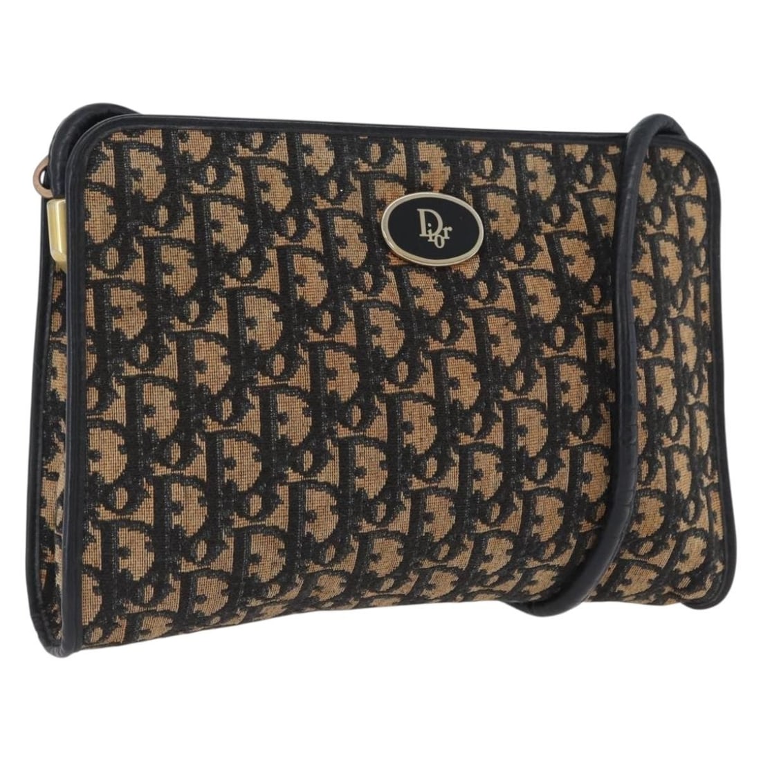 Christian Dior Oblique Trotter Canvas Mini Shoulder Bag Navy: Christian Dior Oblique Trotter Canvas Mini Shoulder Bag Navy Christian Dior Trotter Canvas Oblique Rabbit Mini Roller Bag in navy and gold, presented as a shoulder bag for women. It is made in France 